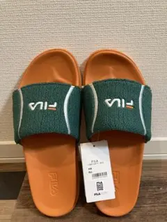 新品　FILA フィラ　シャワーサンダル　一部　タオル地　オレンジ×グリーンのサムネイル