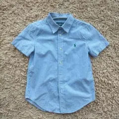 ポロラルフローレン 半袖シャツ 水色チェック　5 （115程）