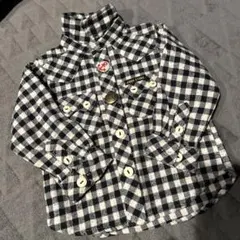 90サイズ　JUNK STORE 長袖シャツ ブラック・ホワイトチェック