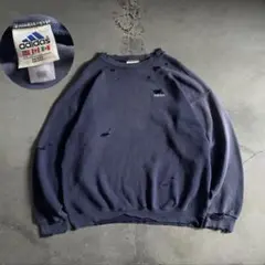 90's adidas”万国旗タグ“USA製“茄子紺“boro sweatのサムネイル