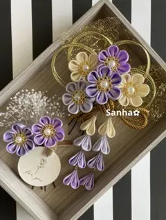 T-1211 つまみ細工 髪飾り 水引 成人式 卒業式 結婚式 七五三 髪飾り