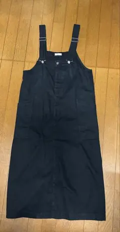 LOWRYSFARM 黒 サロペット 2ポケット 調整可能 スカート デニム