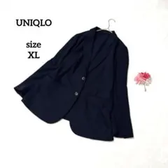 ユニクロ テーラドジャケット オフィス 通勤 ネイビー ミドル丈 XL 薄手のサムネイル