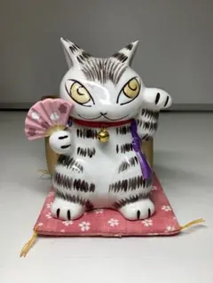 ダヤン　さくら宝くじ立て貯金箱　招き猫 陶器製