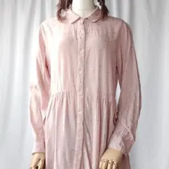 used S LUNA MOON ストライプ柄 長袖シャツ ピンク×ゴールド系