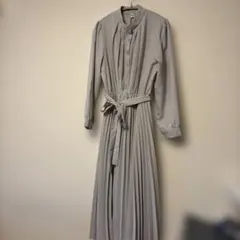 グレー 長袖 シャツワンピース