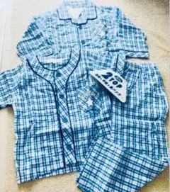 新品、MY CHILD 緑白チェック 長袖、半袖、パジャマ