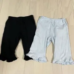 フリル付きハーフパンツ 130cm 黒・ライトブルー