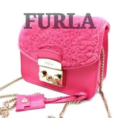 FURLA フルラ ショルダーバッグ チェーン メトロポリス ピンク ファー