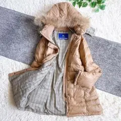 良品　BURBERRY BLUE LABEL ダウンコート　ファー付　キャメル