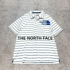 【THE NORTH FACE】パイルボーダーポロシャツ ホワイト ブルー 半袖