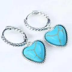 ハート型 ターコイズ スターリングシルバー ピアス