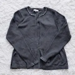 大きいサイズ 自由区 カーディガン 長袖 ビジュー 46サイズ