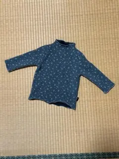 グリーン　小花柄 長袖カットソー裏起毛　80サイズ