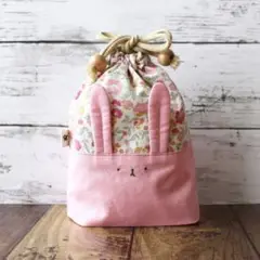 【生えうさぎ巾着】ハンドメイド小物入れポーチ　オリジナルキャラクター　コップ袋