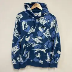 ♦︎極美品♦︎NIKE ナイキ 総柄 パーカー ブルー M