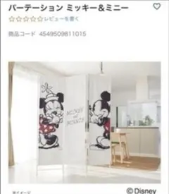 Disney ミッキー＆ミニーパーティション 約135x180cm