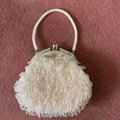 ビーズ刺繍ピンク色パーティーバッグ