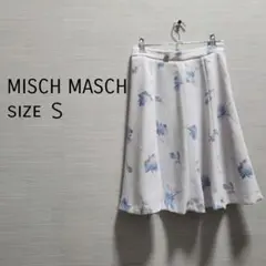 ミッシュマッシュ フレアスカート 膝丈 花柄 クリーム色