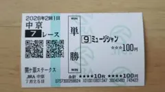 中京競馬場 関ケ原ステークス 現地単勝馬券 ミュージジャンのサムネイル