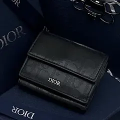 【美品】Christian Dior オブリーク 三つ折り財布 ブラックのサムネイル
