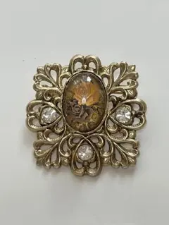 薔薇モチーフ ブローチ ヴィンテージ調 ゴールド 透かし装飾