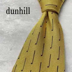 美品 英国製 dunhill ジャガード dロゴ 総ロゴ ネクタイ ゴールド 金