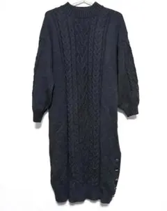 olive des olive ダークグレー ケーブルニット ロングワンピース