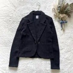 ウール100%テーラードジャケット シンプル 裏地なし トグルボタン 【F】