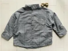 チェック柄長袖シャツとリボンセット