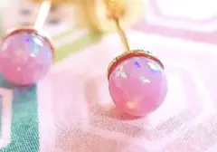 【即購入OK☆】京都オパール 虹色 ピアス 4mm ハンドメイド