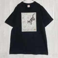 ユナイテッドアスレ　クルーネック ネコプリント Tシャツ　黒　L