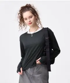 新品タグ付GUドライシアーT[長袖]ブラック XL