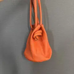 オレンジ　2way巾着ハンドバック