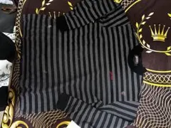 Srixon 黒と白のストライプ ポロシャツ L