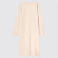 美品 ユニクロ スフレヤーンボートネックワンピース オフホワイト M