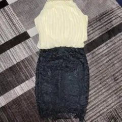 デイジー　イエローシフォンと黒レースのワンピース