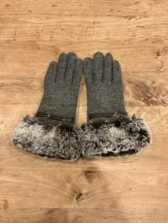 TOPKAPI グレー ファー付き 手袋 タッチパネル対応