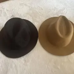 ウールフェルトハット 黒 ベージュ 2色セット