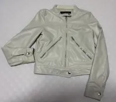 Ant Werpen 訳あり オフホワイトライダージャケット 合成皮革ノーカラー