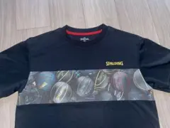 SPALDING バスケットボール柄 Tシャツ 黒Mサイズ