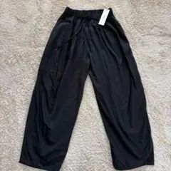 【新品未使用品】パーリッシィ＊パンツブラックコットン　フリーサイズ　ウエストゴム