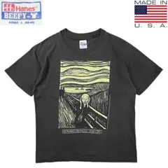 90s USA製 BEEFY ムンクの叫び 墨黒 フェード ブラック シングル