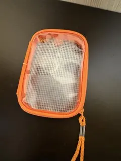 オレンジ メッシュポケット ポーチ