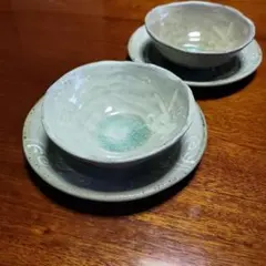 うさぎ柄 陶器 小鉢・小皿 ペアセット