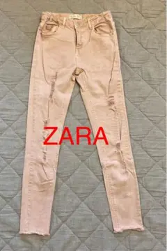 ZARA ザラガール　ピンクデニム　ダメージデニム　スキニーデニム　160