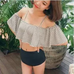 オフショルダー ギンガムチェック 水着 レディース ビキニ セパレート