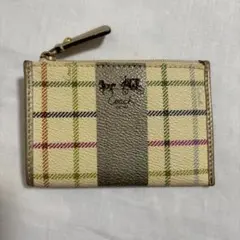 美品 COACH キーケース コインケース チェック柄 キーリング付 財布