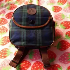 ネイビーブルーとグリーンのチェック柄ナップザック保育園用