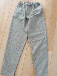 【160cm】チェック　テーパードパンツ　ロング丈